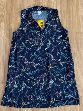 NEW Lolë Kaylin Dress - Ink Flowering Vines Pattern - Navy Blue - Size XL